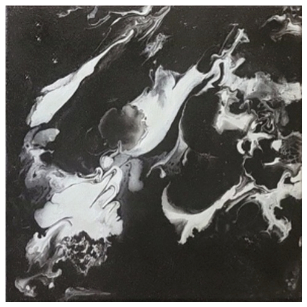 Black and Silver Abstract Design 12 x 12 Inches Canvas Painting